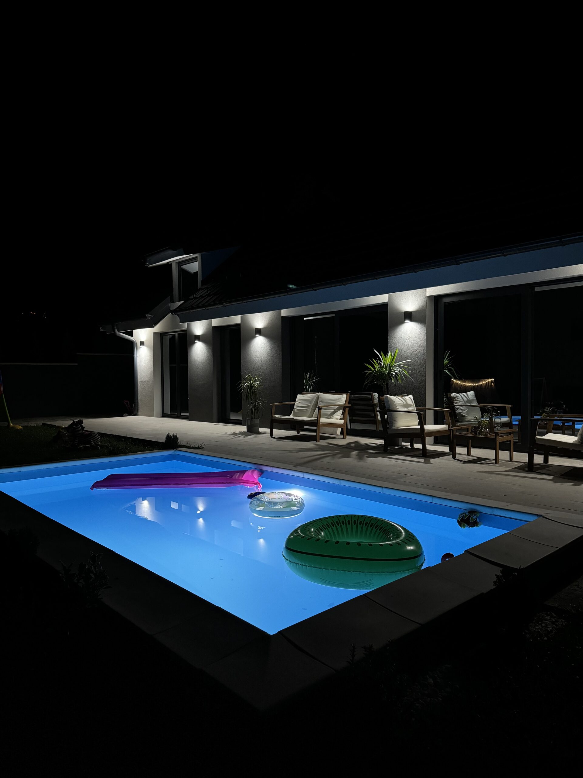 ForestAura pool at night